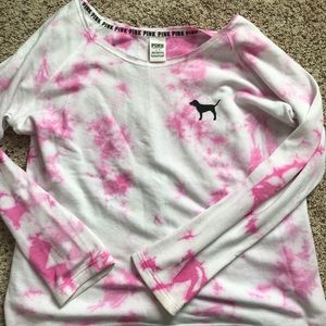 Pink tie dye Victoria’s secret pink crew neck